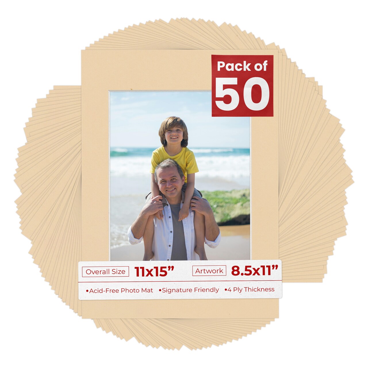 Toasted Almond Mat Board for 11x15 Frames - Fits 8.5x11 Photos